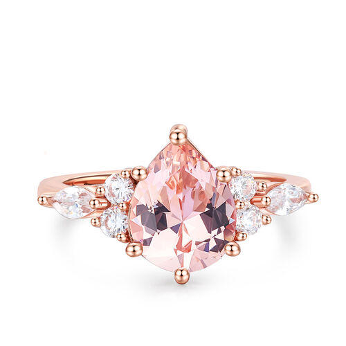 Jeulia Pear Cut Synthetic Morganite Sterling Silver Ring Jeulia Jewelry