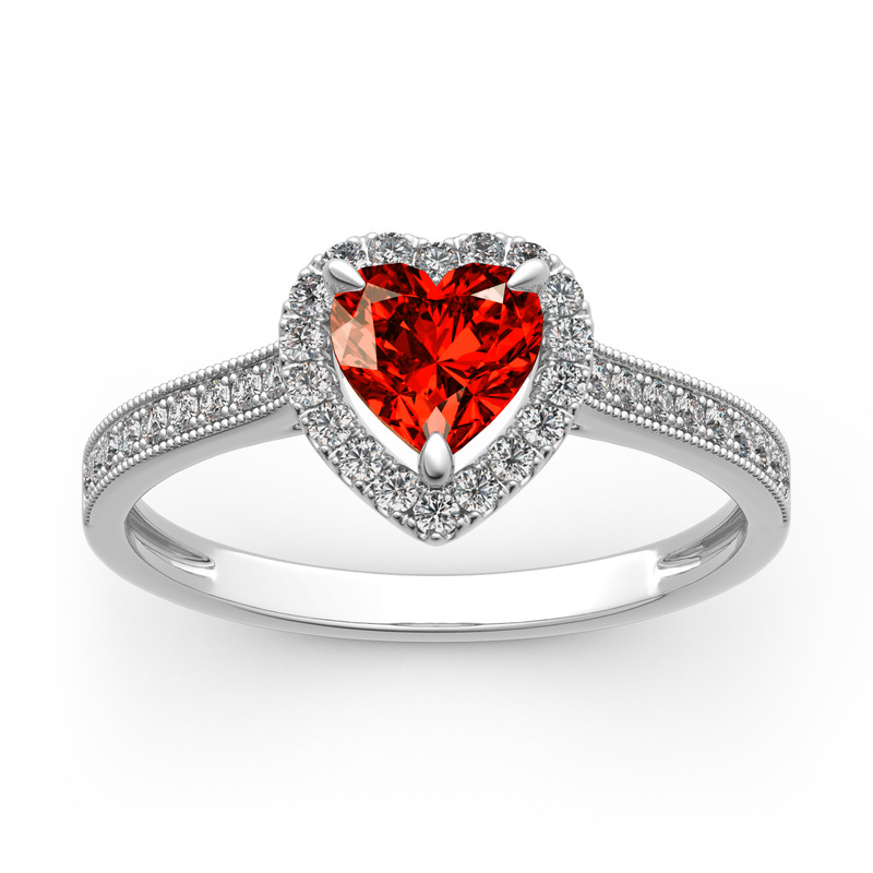 Jeulia Anillo en forma de corazón de plata de ley