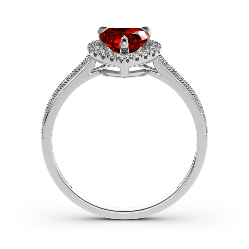 Jeulia Anillo en forma de corazón de plata de ley