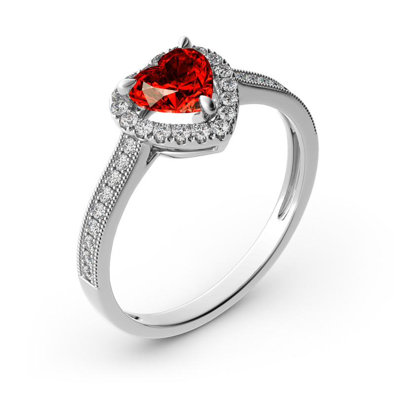 Jeulia Anillo en forma de corazón de plata de ley