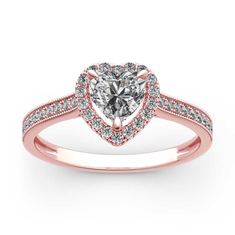 Halo Heart Rose Gold Engagement Ring