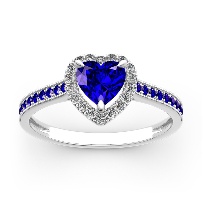 Jeulia White Gold Halo Heart Engagement Ring