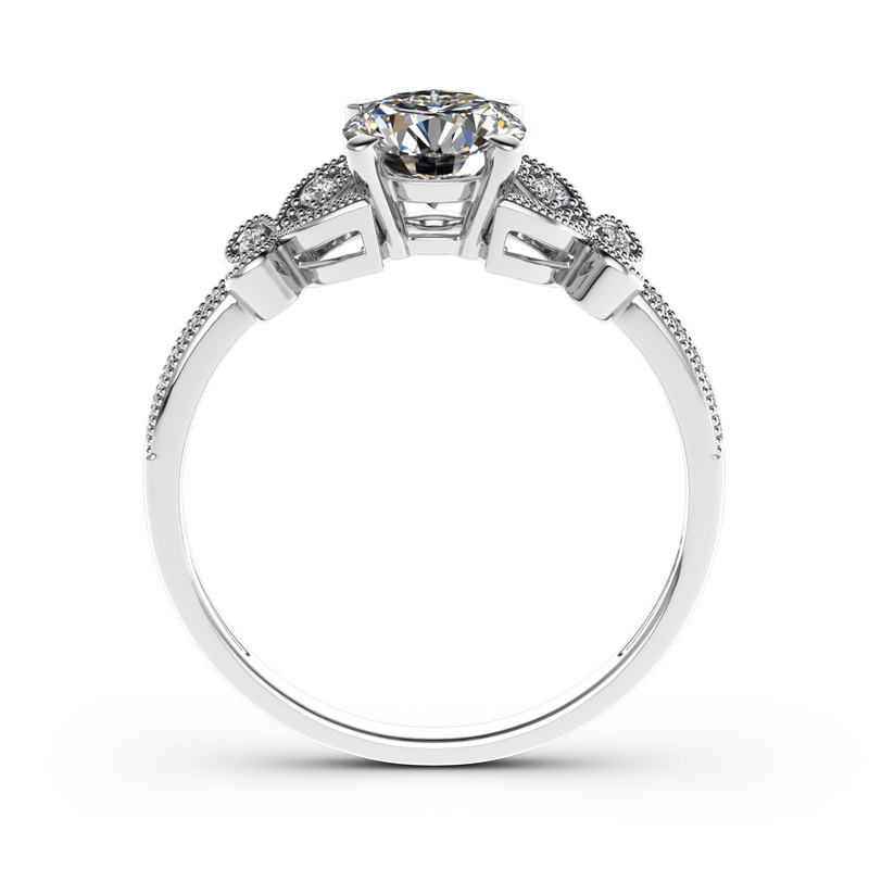 Jeulia Anillo 10K/14K/18K Oro De Talla Redonda Con Mariposa