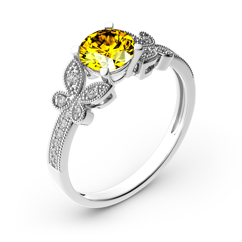 Jeulia 10K/14K/18K Gold Platinum Round Cut Butterfly Ring
