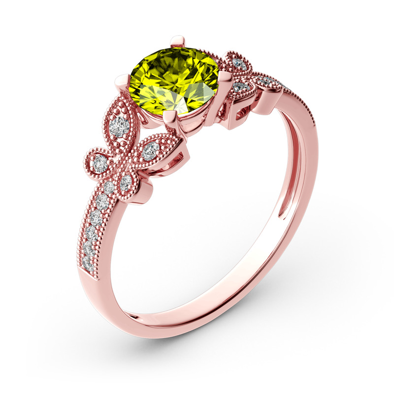 Jeulia 10K/14K/18K Gold Platinum Round Cut Butterfly Ring