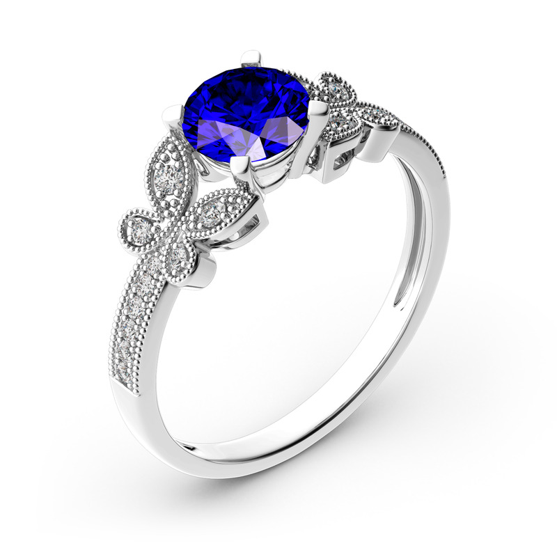 Jeulia Verlobungsring Gold 750/585/416 Platinum Moissanite Schmetterling Rundschliff Personalisierter Schmuck