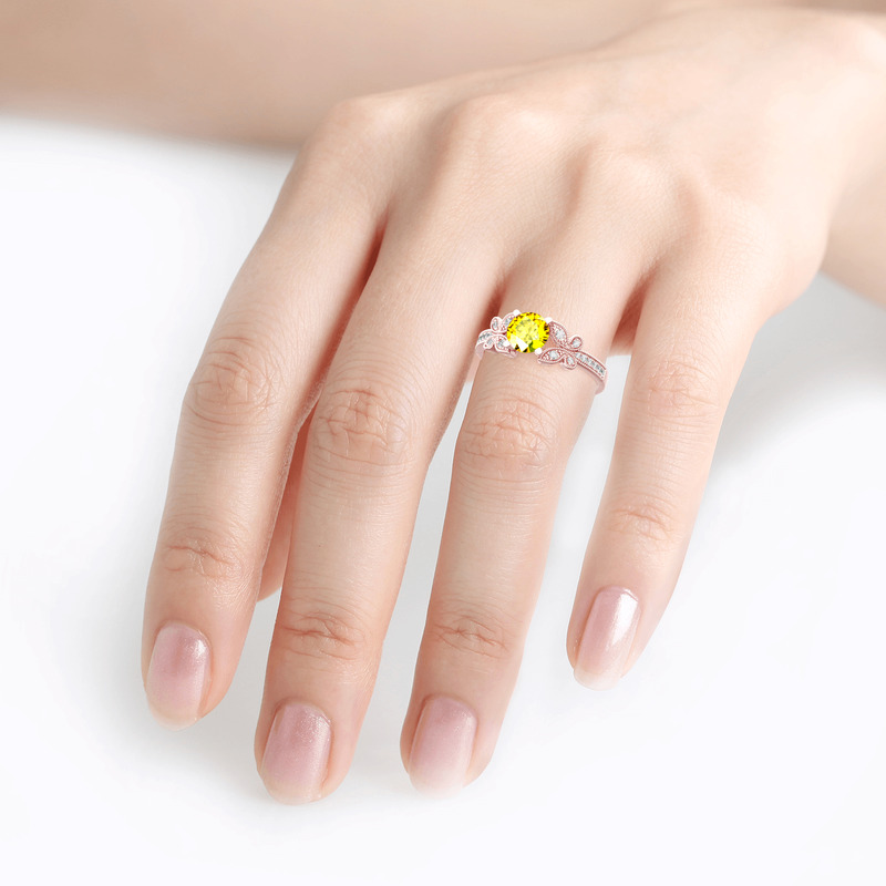 Jeulia 10K/14K/18K Gold Platinum Round Cut Butterfly Ring
