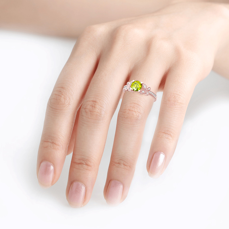 Jeulia 10K/14K/18K Gold Platinum Round Cut Butterfly Ring