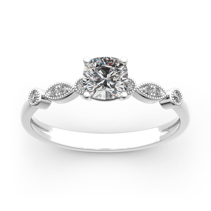 Jeulia Bague de Fiançailles 10K/14K/18K Or Platine Femme Vintage Moissanite Coupe Coussin Personnalisés