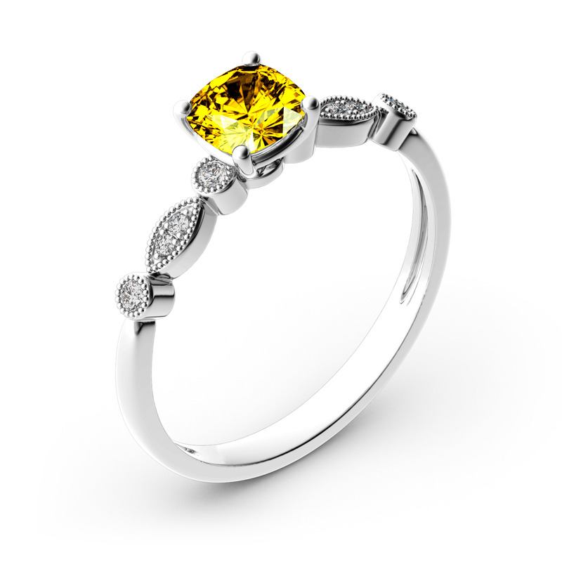 Jeulia 10K/14K/18K Gold Platinum Cushion Cut Vintage Ring