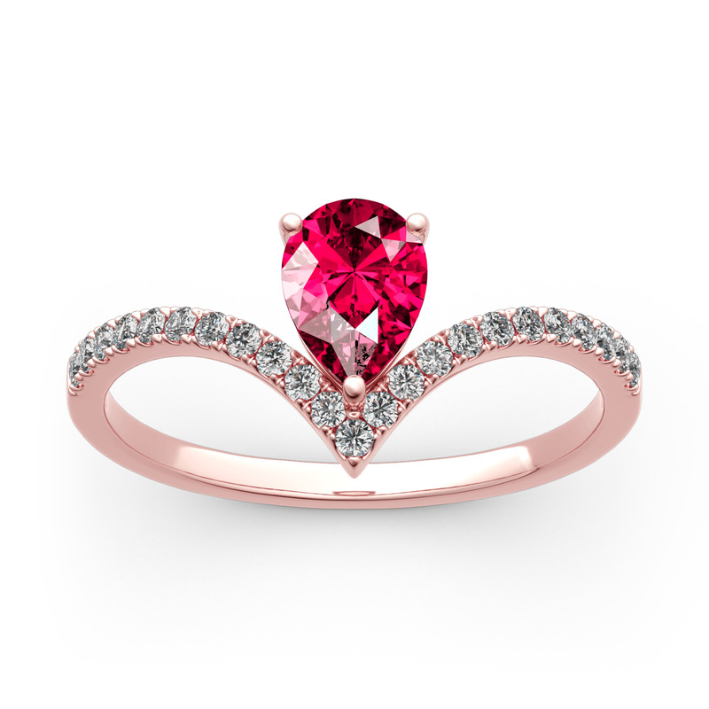 Jeulia Fedine Fidanzamento Taglio Pera Forma V in Argento Sterling