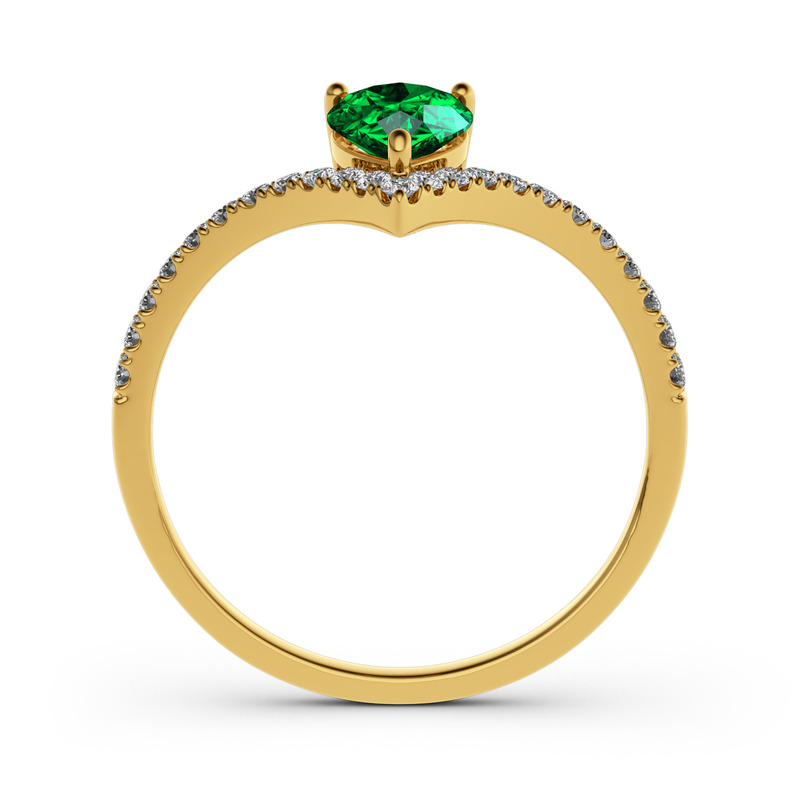 Jeulia Anillo de corte de pera con forma de letra v de plata de ley