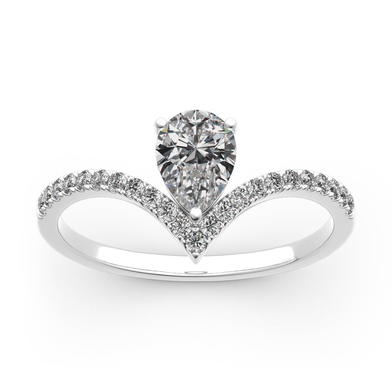 Jeulia Bague de Fiançailles 10K/14K/18K Or Platine Moissanite Coupe Poire Forme V