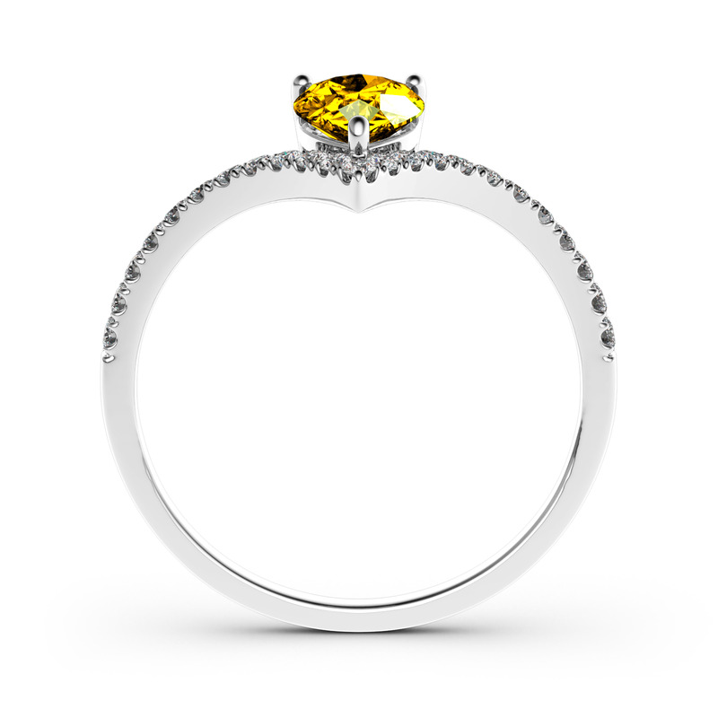 Jeulia 10K/14K/18K Gold Platinum Pear Cut V Shaped Ring