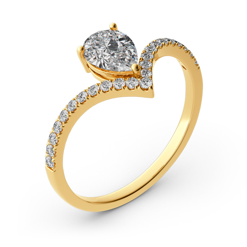 Jeulia 10K/14K/18K Gold Platinum Pear Cut V Shaped Ring Jeulia 10K/14K/18K Gold Platinum Pear Cut V Shaped Ring