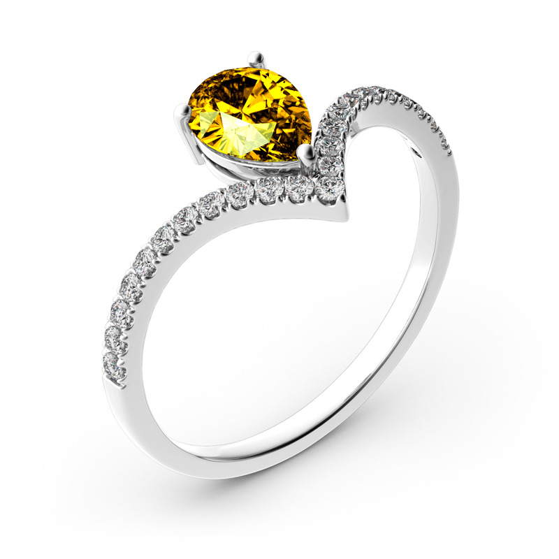Jeulia 10K/14K/18K Gold Platinum Pear Cut V Shaped Ring