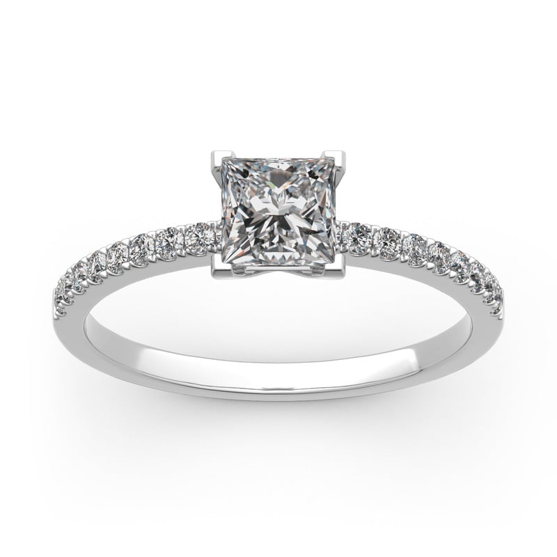 Jeulia Princess Cut Sterling Silver Ring