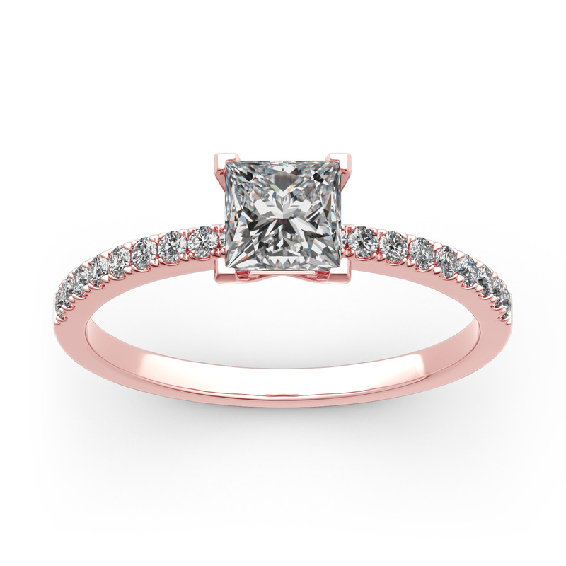 Jeulia 結婚指輪 プリンセスカット リング プラチナ PG WG YG 10K 14K 18K