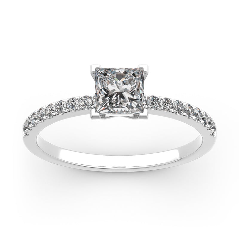 Jeulia 10K/14K/18K Gold Platinum Princess Cut Ring