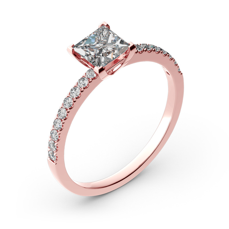 Jeulia 結婚指輪 プリンセスカット リング プラチナ PG WG YG 10K 14K 18K