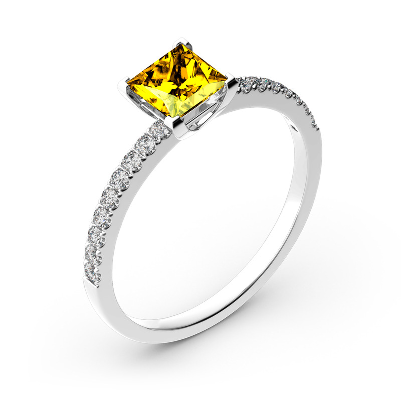 Jeulia 10K/14K/18K Gold Platinum Princess Cut Ring