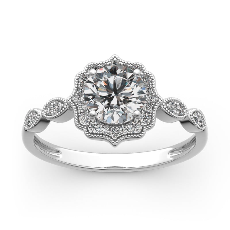 Jeulia ラウンドカット ヴィンテージ ゴールド リング