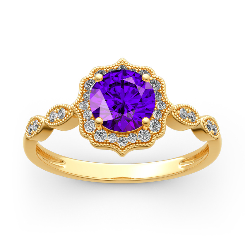 Jeulia Bague Fiançailles 10K/14K/18K Or Platine Femme Halo