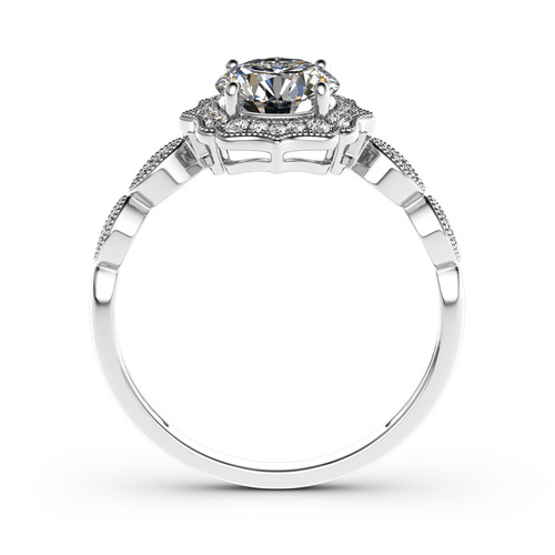 Jeulia 10K/14K/18K Gold Platinum Halo Round Cut Vintage Ring