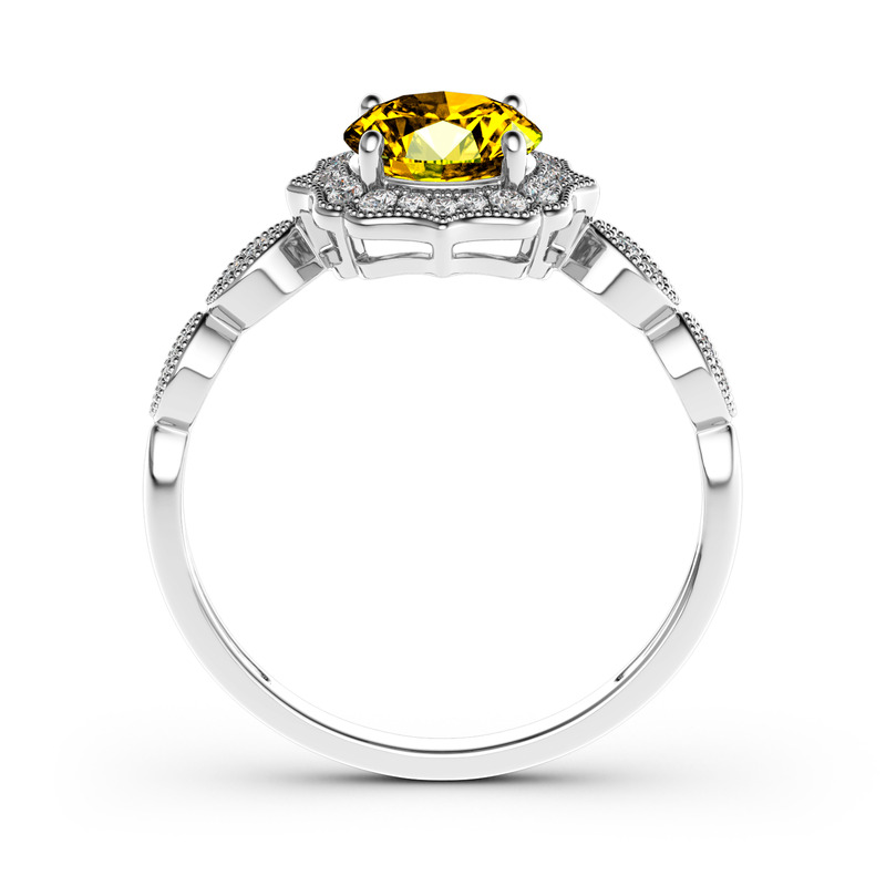 Jeulia 10K/14K/18K Gold Platinum Halo Round Cut Vintage Ring