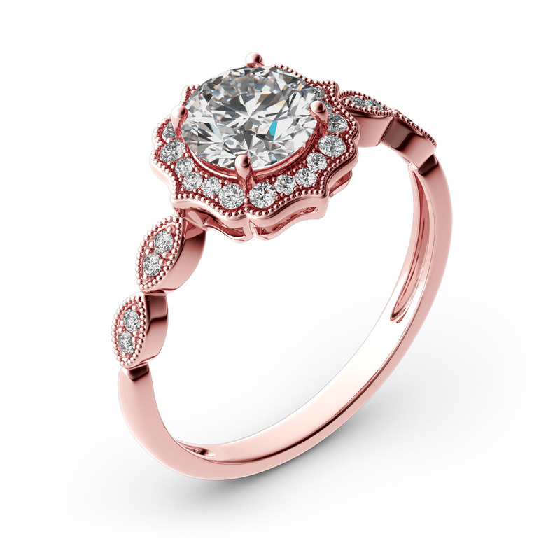 Jeulia 10K/14K/18K Gold Platinum Halo Round Cut Vintage Ring Jeulia 10K/14K/18K Gold Platinum Halo Round Cut Vintage Ring