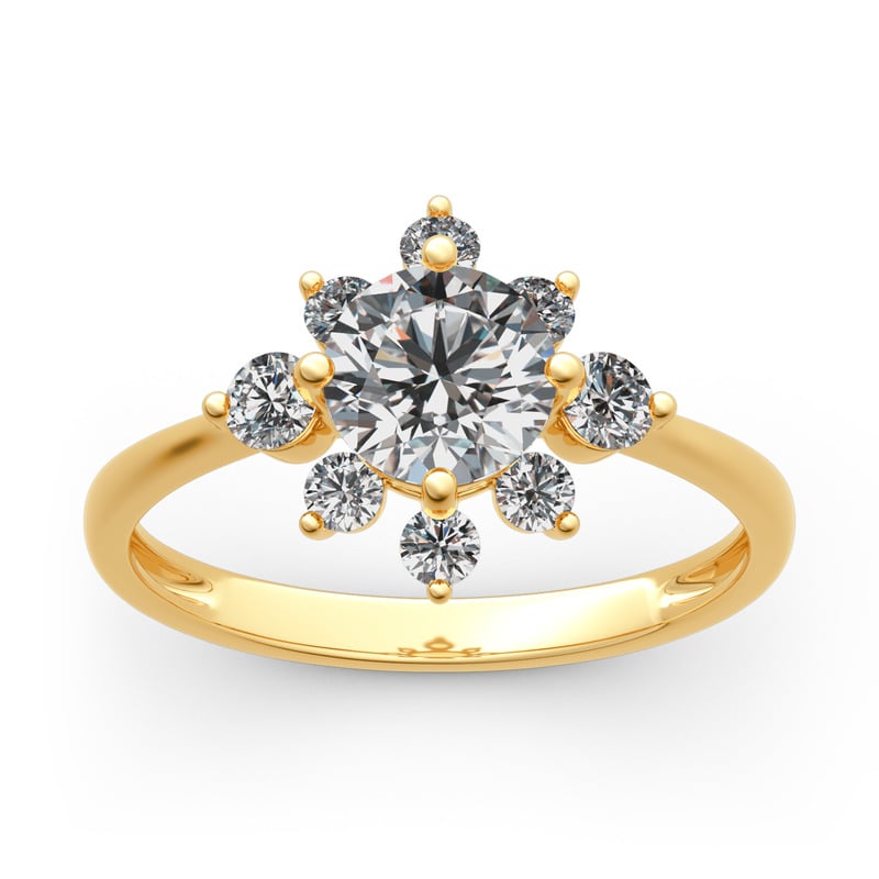 Jeulia Anillo 10K/14K/18K Oro Vintage De Talla Redonda En Oro