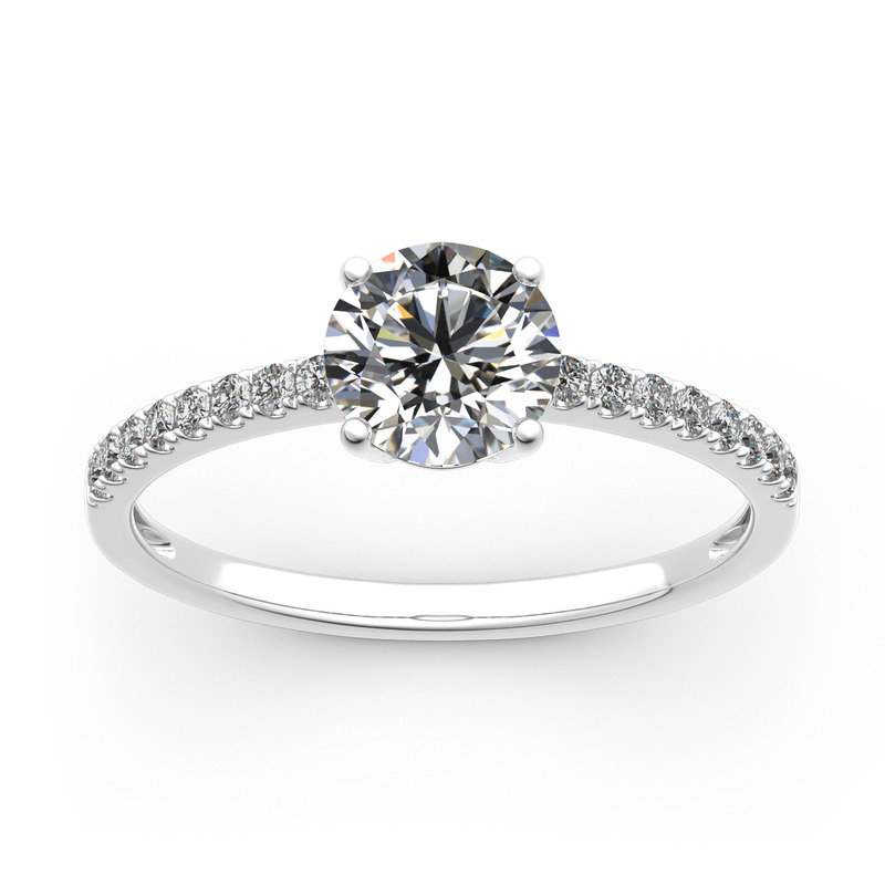 Jeulia ゴールド プラチナ 10K 14K 18K ラウンドカット リング 婚約指輪 プロポーズ