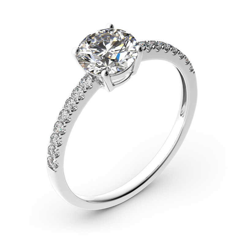 Jeulia ゴールド プラチナ 10K 14K 18K ラウンドカット リング 婚約指輪 プロポーズ