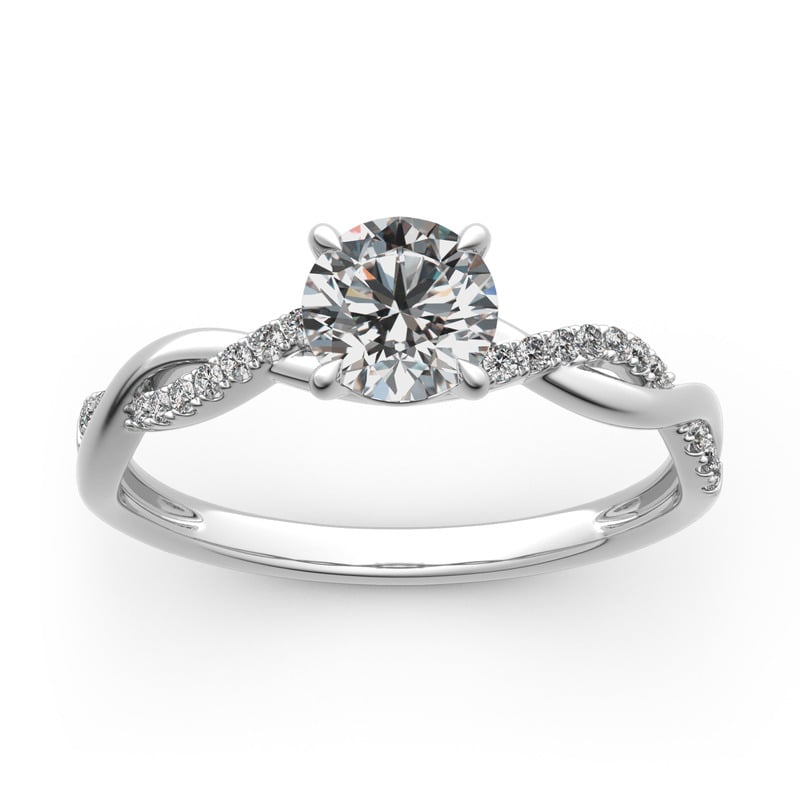 Jeulia Twist Round Cut Sterling Silver Ring