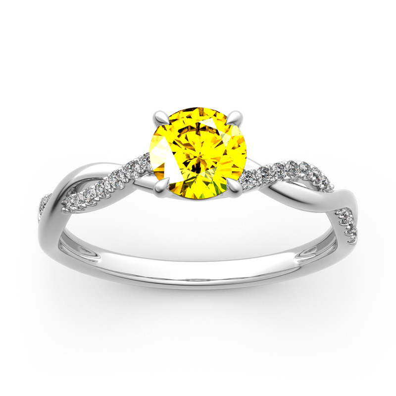Jeulia Twist Round Cut Sterling Silver Ring