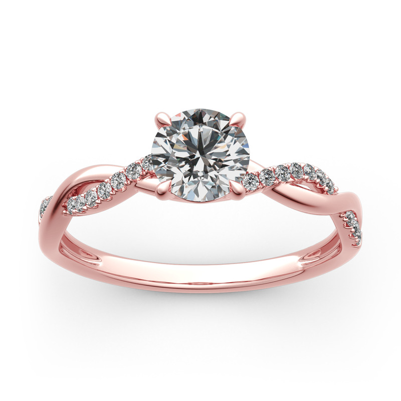 Jeulia Twist Round Cut Sterling Silver Ring