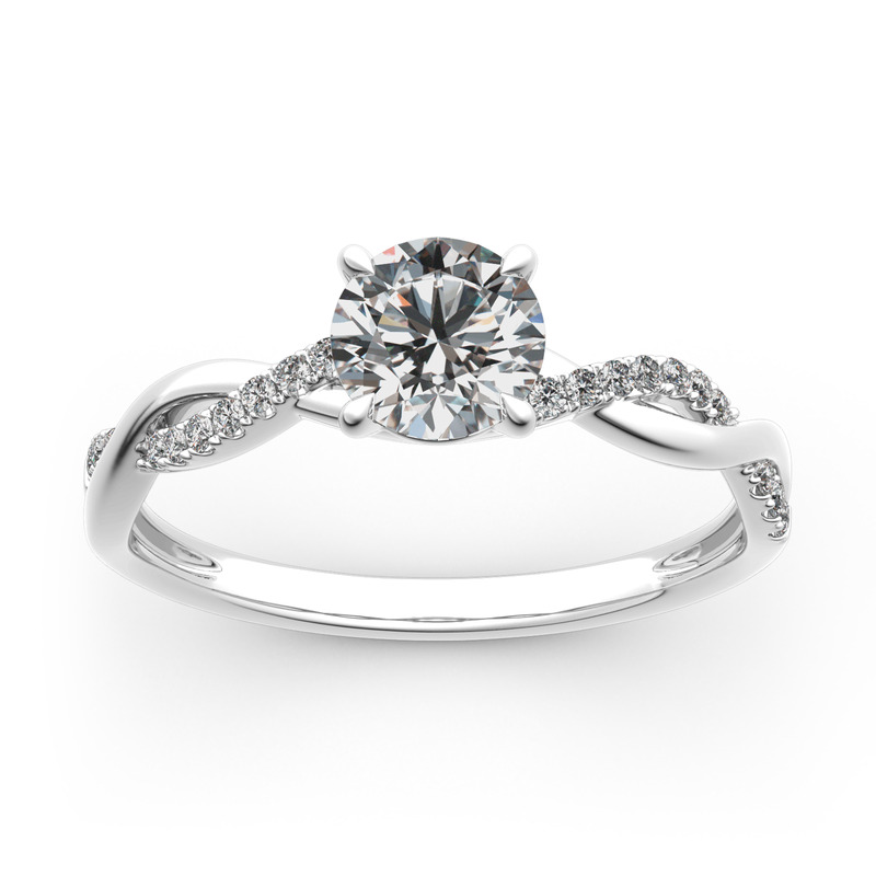 Jeulia Twist Round Cut Sterling Silver Ring