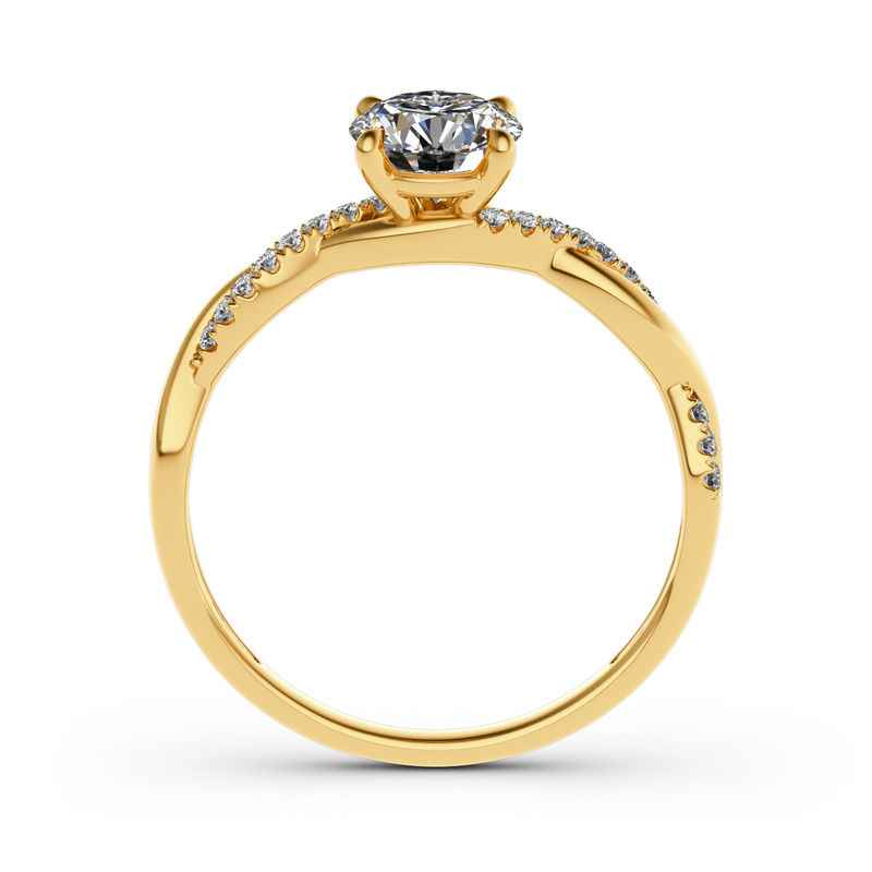 Jeulia Twist Round Cut Sterling Silver Ring