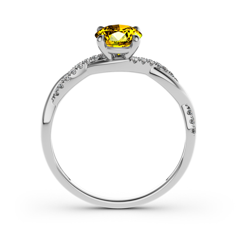 Jeulia Twist Round Cut Sterling Silver Ring