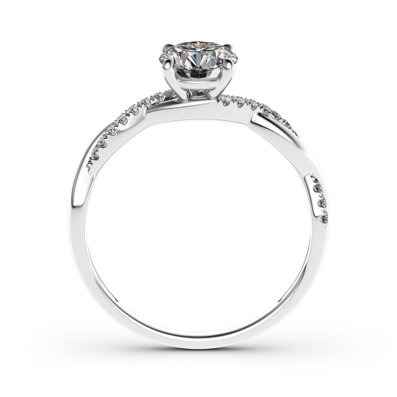 Jeulia Twist Round Cut Sterling Silver Ring