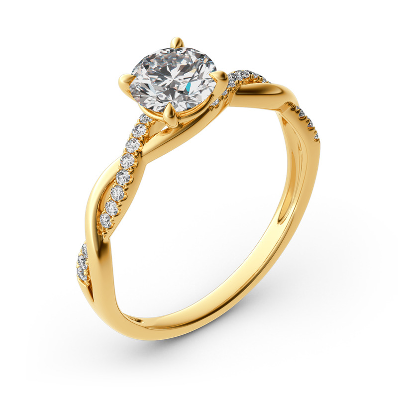 Jeulia Twist Round Cut Sterling Silver Ring