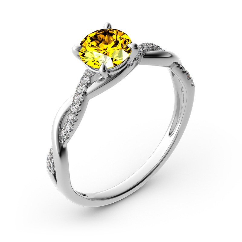 Jeulia Twist Round Cut Sterling Silver Ring