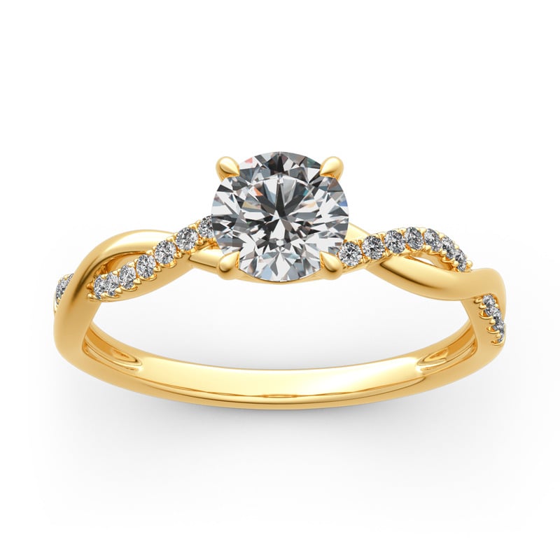 Jeulia 10K/14K/18K Gold Platinum Twist Round Cut Ring