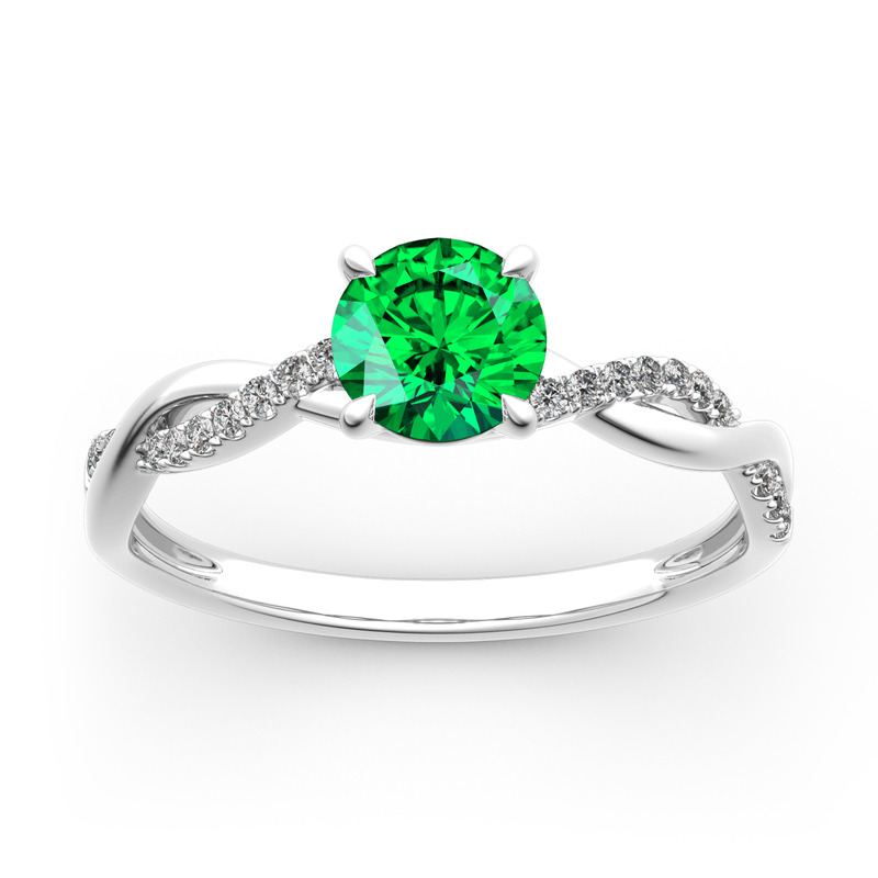 Jeulia 10K/14K/18K Gold Platinum Twist Round Cut Ring