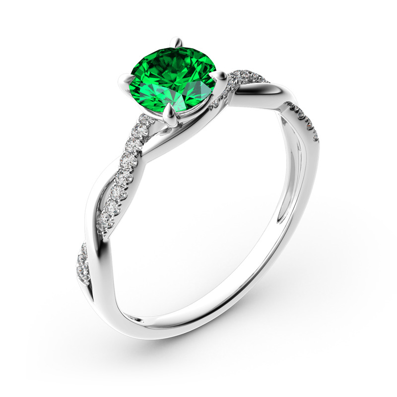 Jeulia 10K/14K/18K Gold Platinum Twist Round Cut Ring