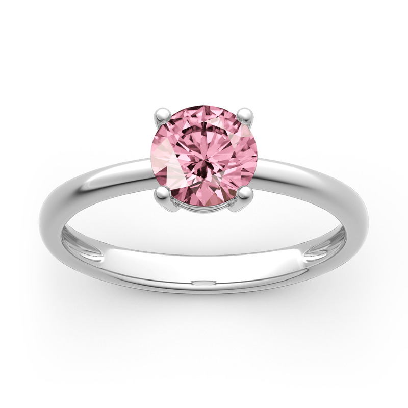 Jeulia Anillo de corte redondo con solitario de plata de ley