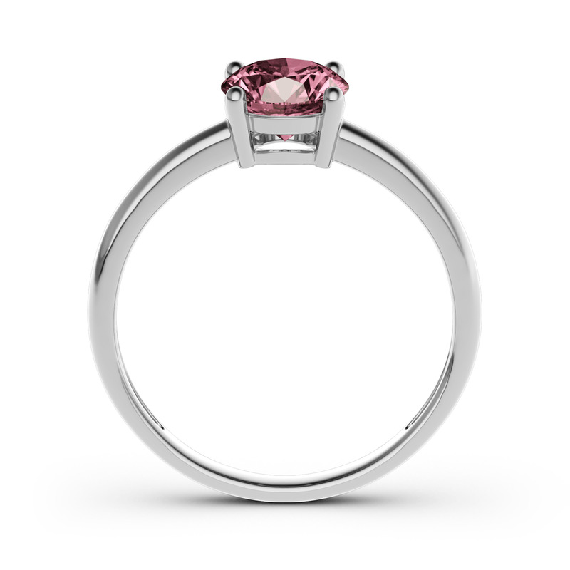 Jeulia Anillo de corte redondo con solitario de plata de ley