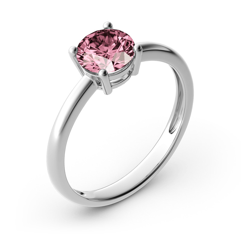 Jeulia Anillo de corte redondo con solitario de plata de ley