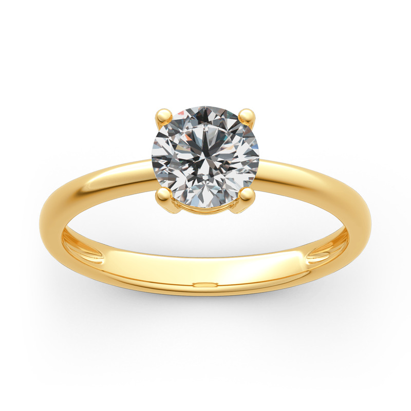 Jeulia Anillo 10K/14K/18K Oro De Talla Redonda Con Solitario En Oro