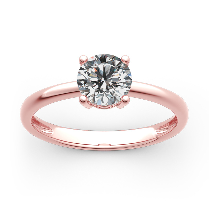 Jeulia ソリティア 10K 14K 18K ゴールド プラチナ ラウンドカット リング 結婚指輪